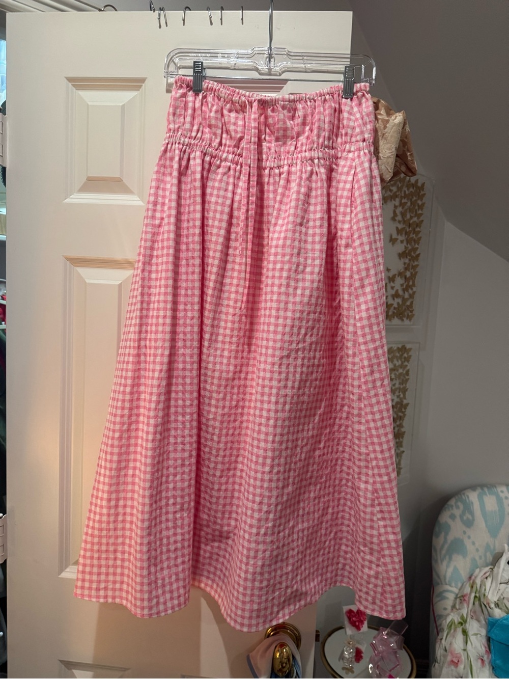 Lovers + Friends Pink Gingham Maxi Skirt
